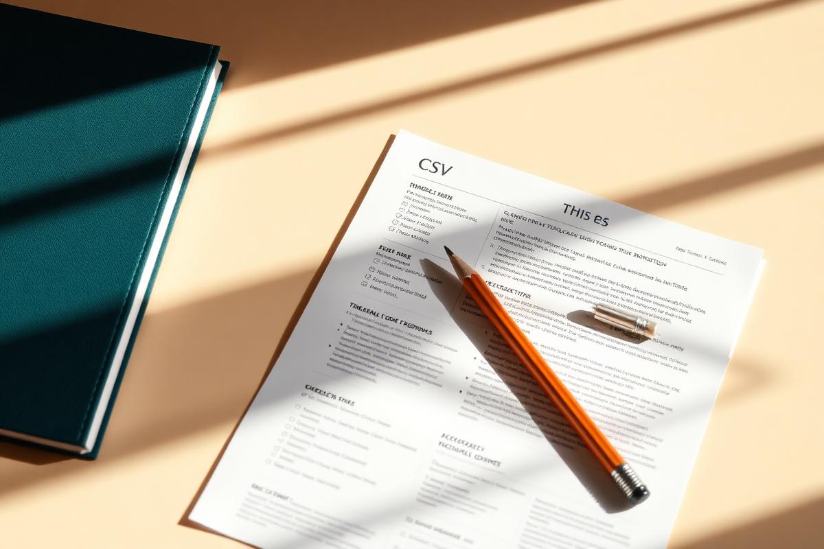 A printed CV on a warm desk with a pencil resting across it